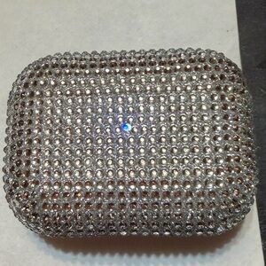 Silver Crystal Rhinestone Earbuds